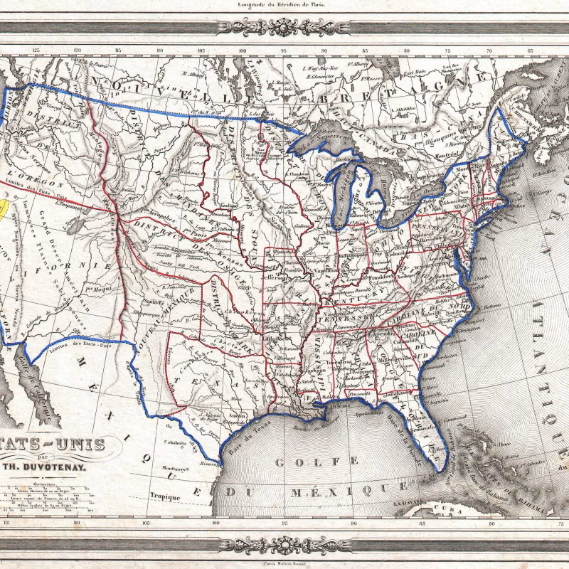 L’histoire de la ruée vers l’or aux États-Unis 1852 Duvotenay Map of the United States Gold Rush   Geographicus   EtatsUnis duvotenay 1852