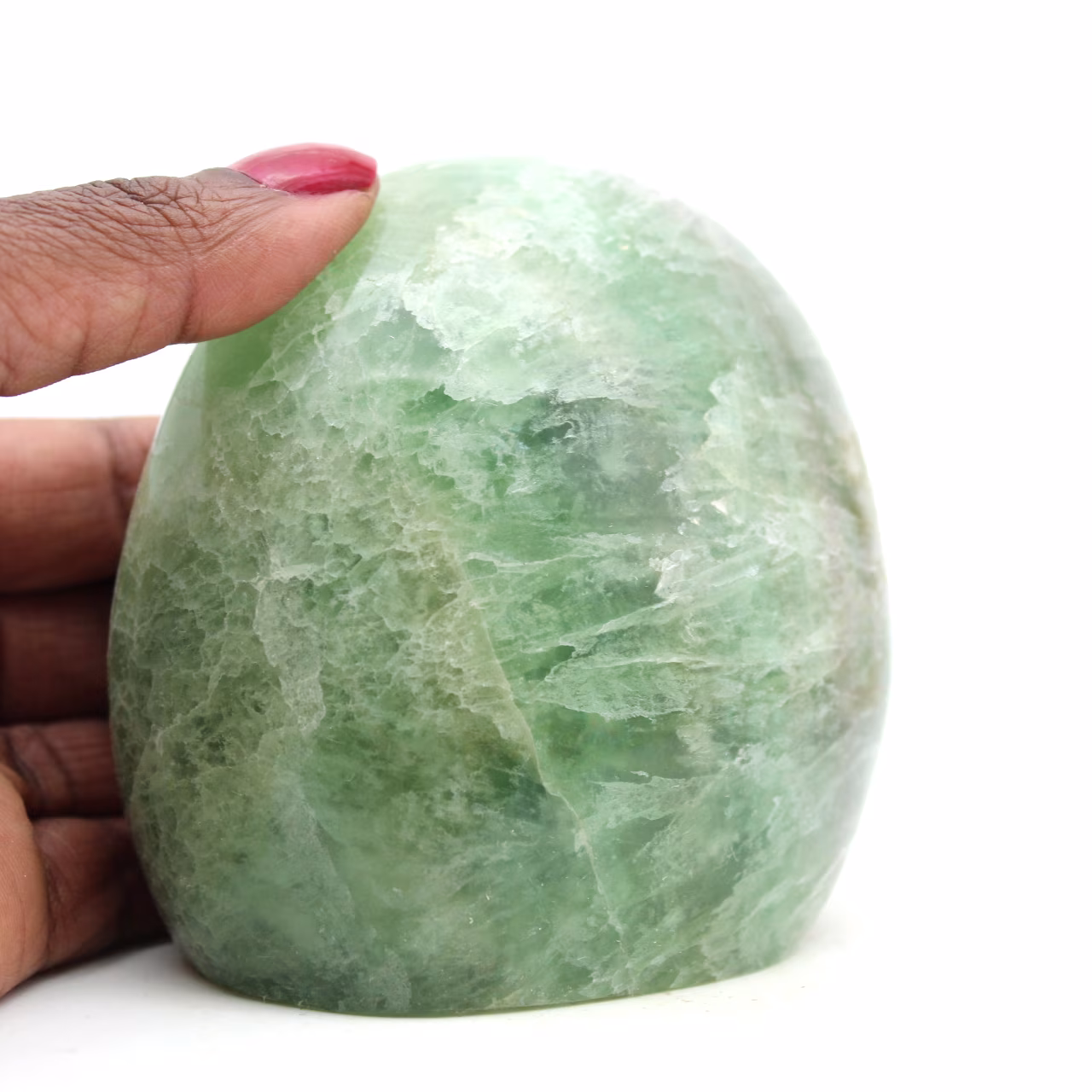 Forme libre polie en fluorite verte