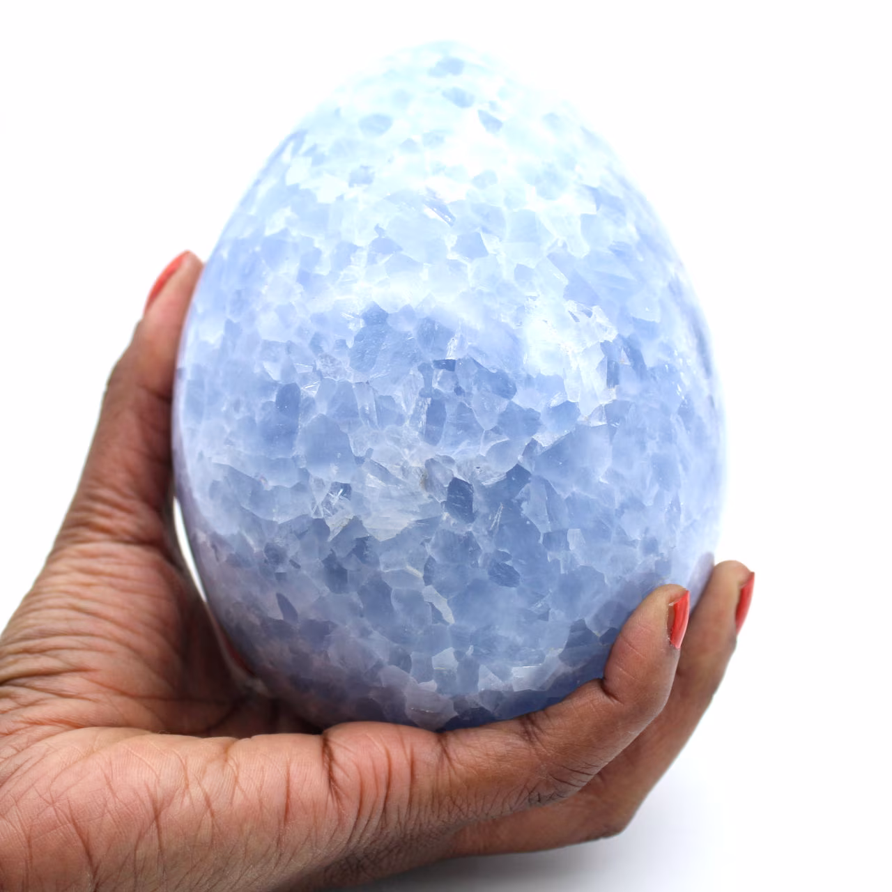 Oeuf minéral en calcite bleue