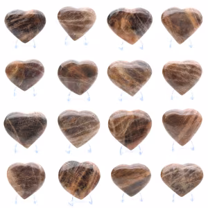Coeur en pierre de lune noire