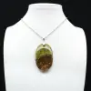 Pendentif Oval en opale verte - 1