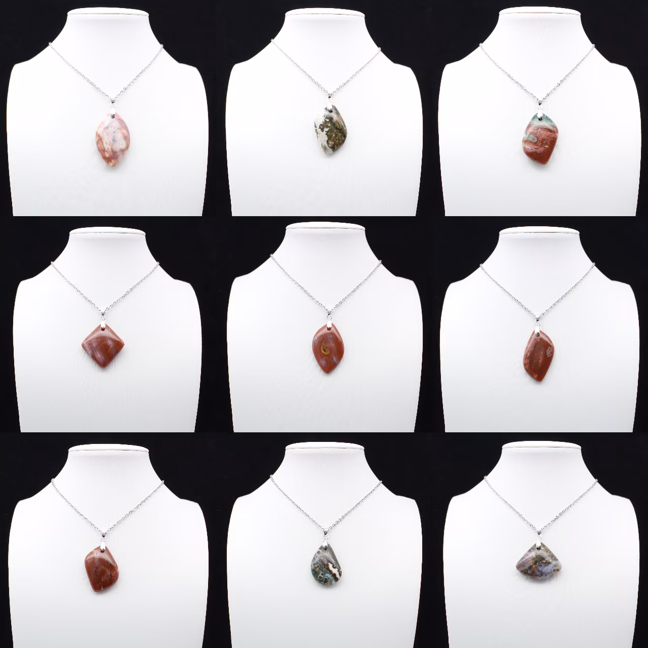 Pendentif losange en jaspe orbiculaire