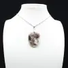 Pendentif ovale à inclusion de Tourmaline rose - 1