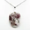 Pendentif ovale à inclusion de Tourmaline rose - 2