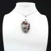 Pendentif ovale à inclusion de Tourmaline rose - 0
