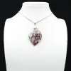 Pendentif feuille à inclusion de Tourmaline rose - 0