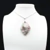 Pendentif feuille à inclusion de Tourmaline rose - 0