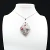 Pendentif feuille à inclusion de Tourmaline rose - 1