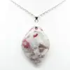 Pendentif feuille à inclusion de Tourmaline rose - 2
