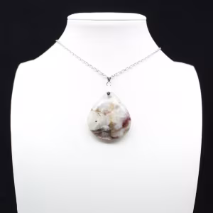 Pendentif goutte à inclusion de Tourmaline rose
