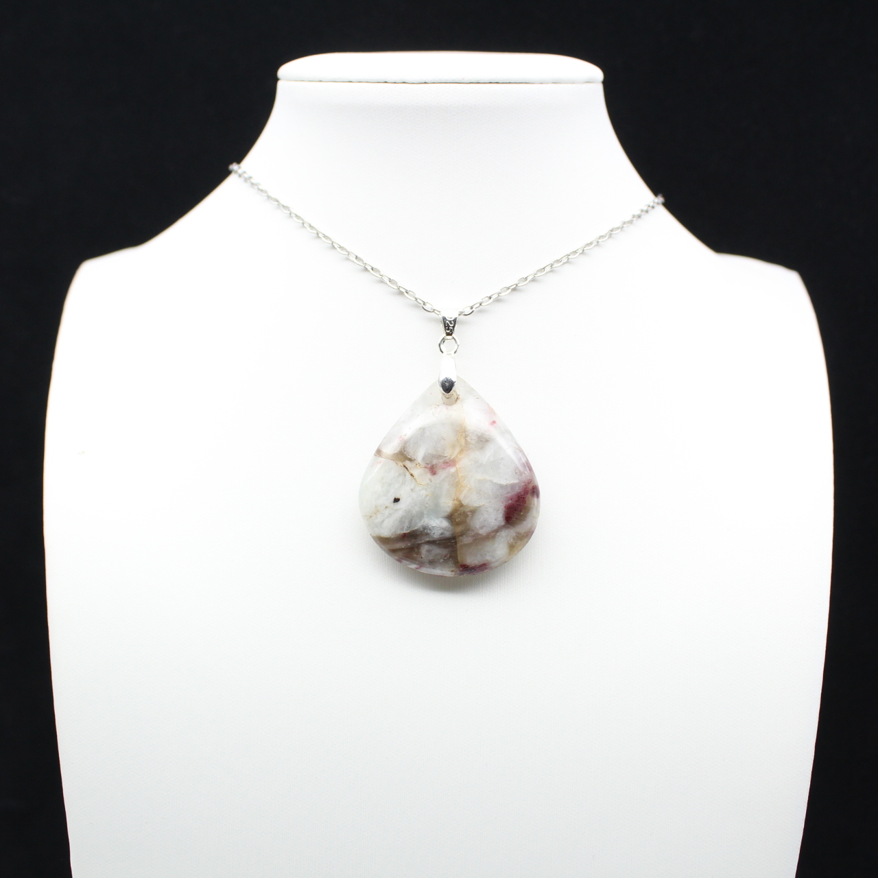 Pendentif goutte à inclusion de Tourmaline rose