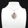 Pendentif feuille à inclusion de Tourmaline rose - 0