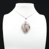 Pendentif feuille à inclusion de Tourmaline rose - 1