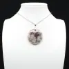 Pendentif rond à inclusion de Tourmaline rose - 1