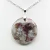 Pendentif rond à inclusion de Tourmaline rose - 2
