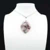 Pendentif feuille à inclusion de Tourmaline rose - 0