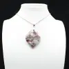 Pendentif feuille à inclusion de Tourmaline rose - 1