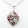 Pendentif feuille à inclusion de Tourmaline rose - 2