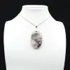 Pendentif ovale à inclusion de Tourmaline rose - 1