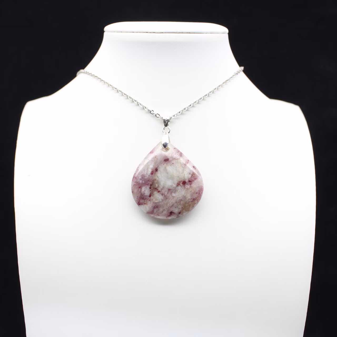Pendentif goutte à inclusion de Tourmaline rose