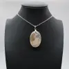Pendentif ovale en agate fleur - 1
