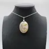 Pendentif ovale en agate fleur - 2