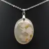 Pendentif ovale en agate fleur - 1