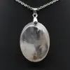 Pendentif ovale en agate fleur - 1