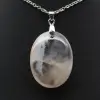 Pendentif ovale en agate fleur - 2