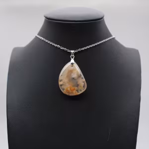 Pendentif goutte en agate fleur