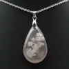Pendentif goutte en agate fleur - 1