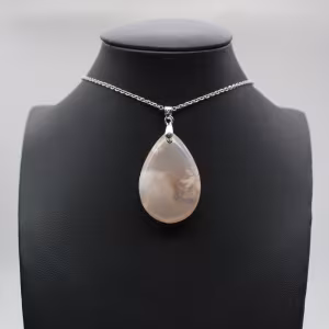 Pendentif goutte en agate fleur