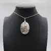 Pendentif ovale en agate fleur - 0