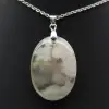 Pendentif ovale en agate fleur - 1