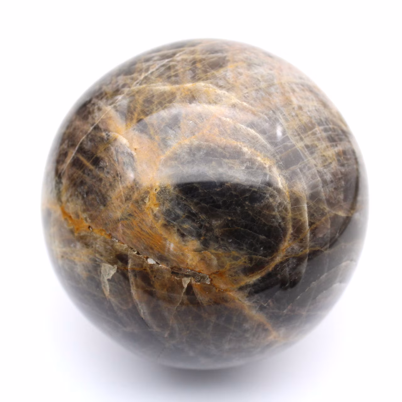 Sphère en pierre de lune noire