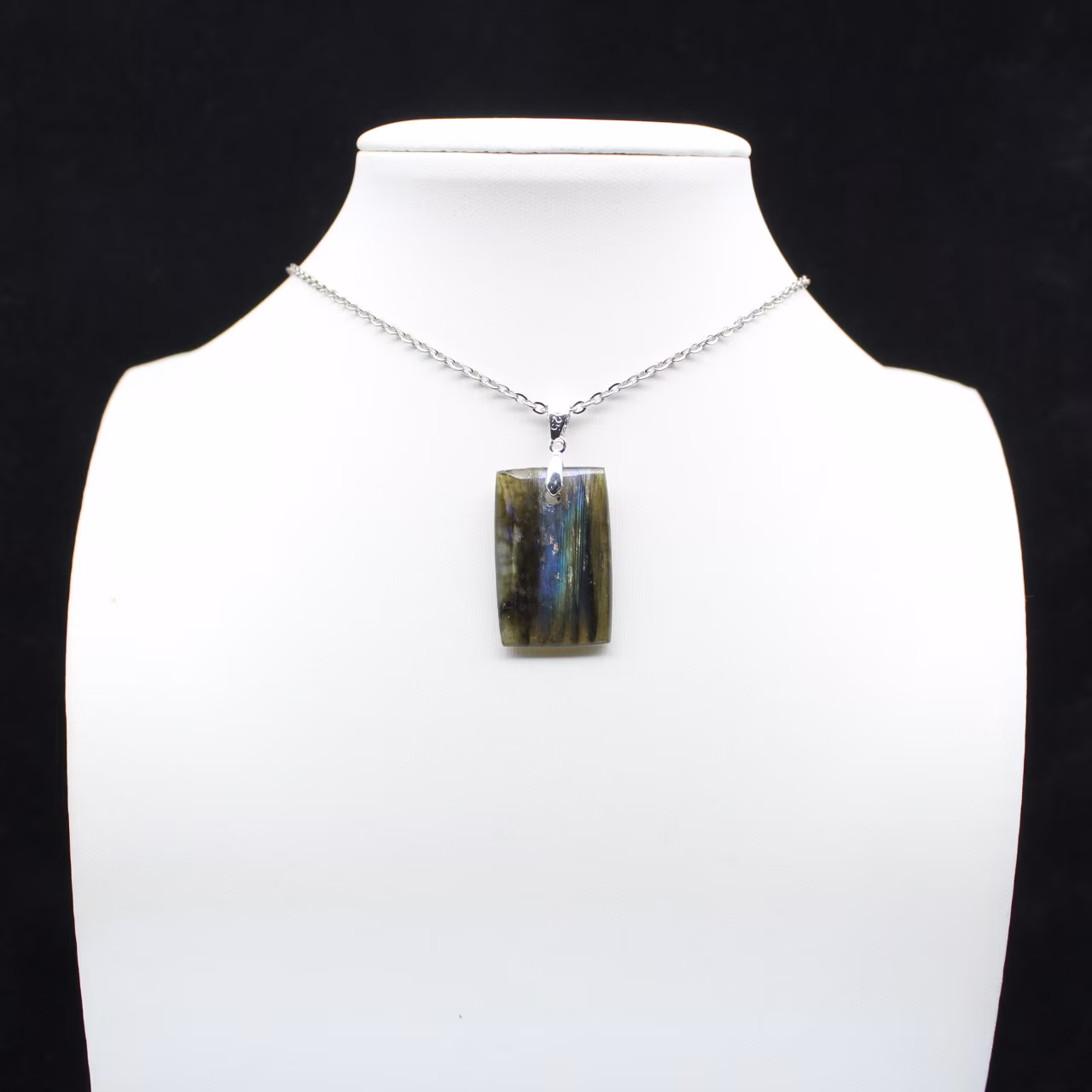 Pendentif rectangle en labradorite