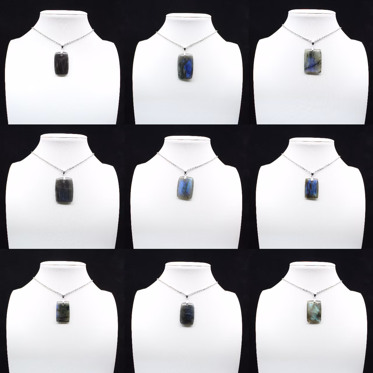 Pendentif rectangle en labradorite