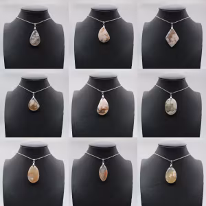Pendentif goutte en agate fleur