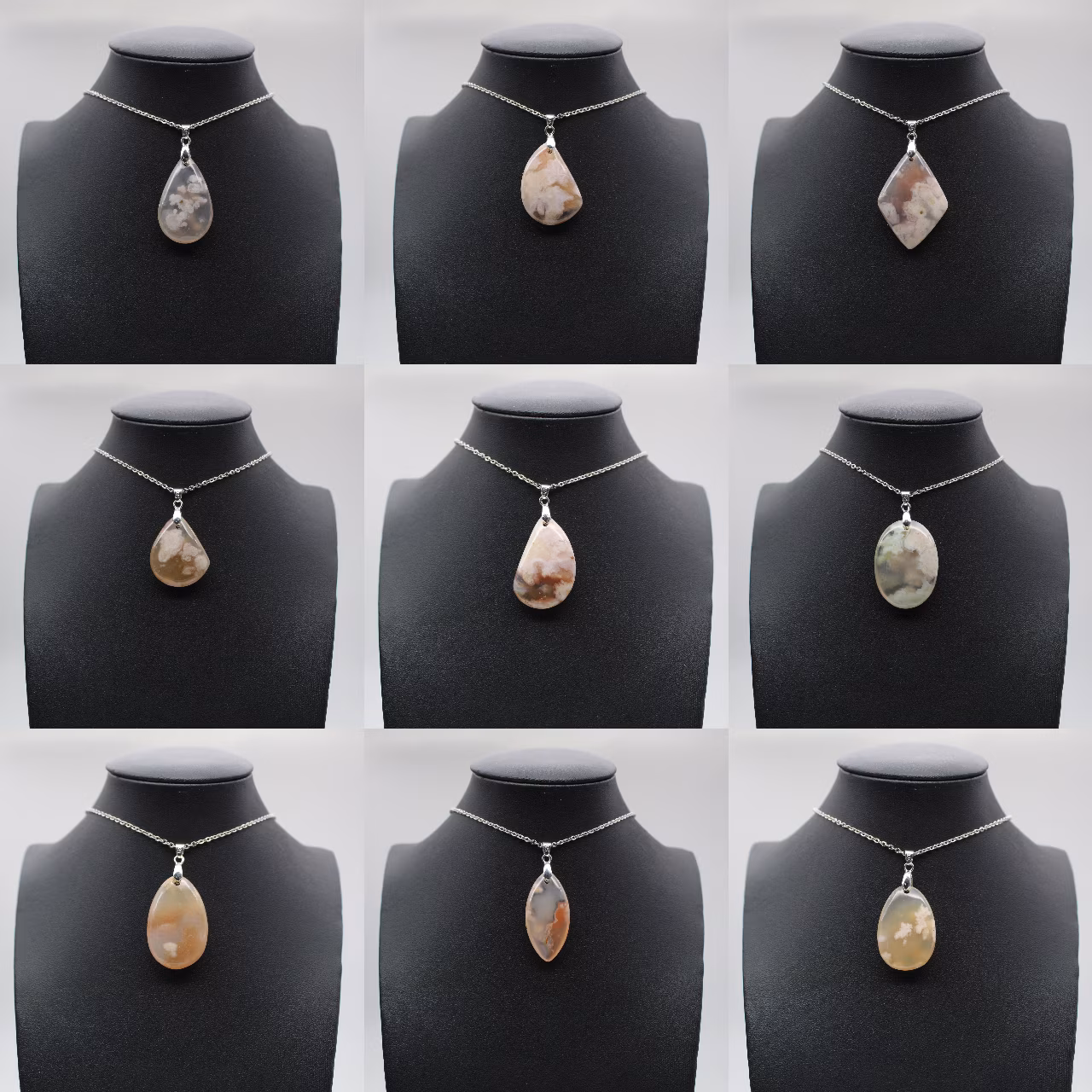 Pendentif goutte en agate fleur