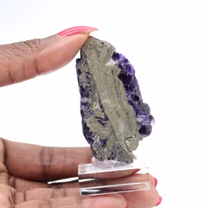 Tranche en pierre de Fluorite Pyrite polie