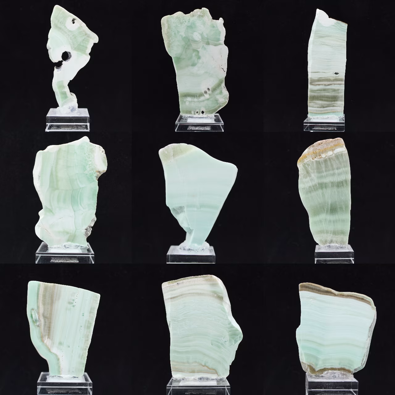 Pierre d’Aragonite verte naturelle en tranche
