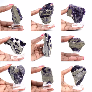 Tranche Fluorite Pyrite naturelle idéale pour collection