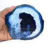 Agate bleue en tranche polie pour décoration et étude - 0
