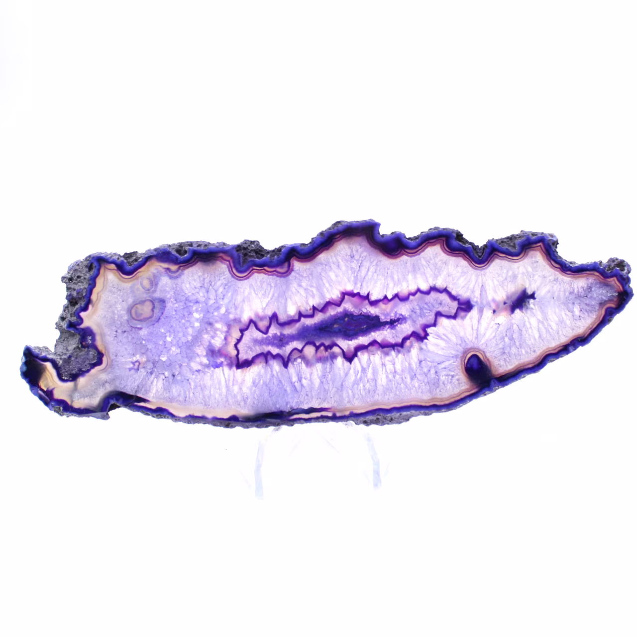 Spécimen d'Agate Allongée Violette du Brésil en Tranche