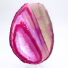 Agate en tranche teinté rose polie - 0