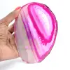 Agate en tranche teinté rose polie - 3