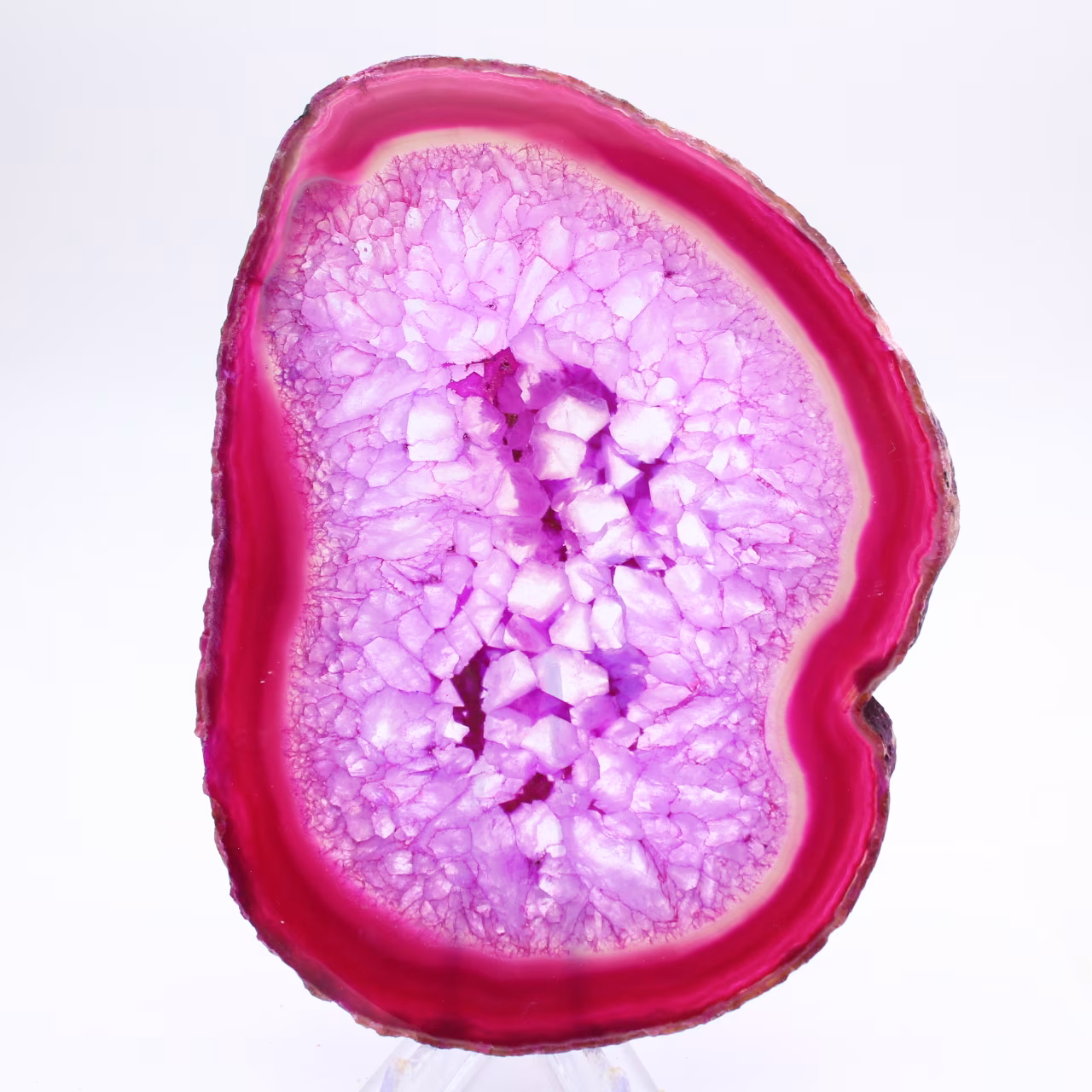 Agate polie en tranche teinté rose