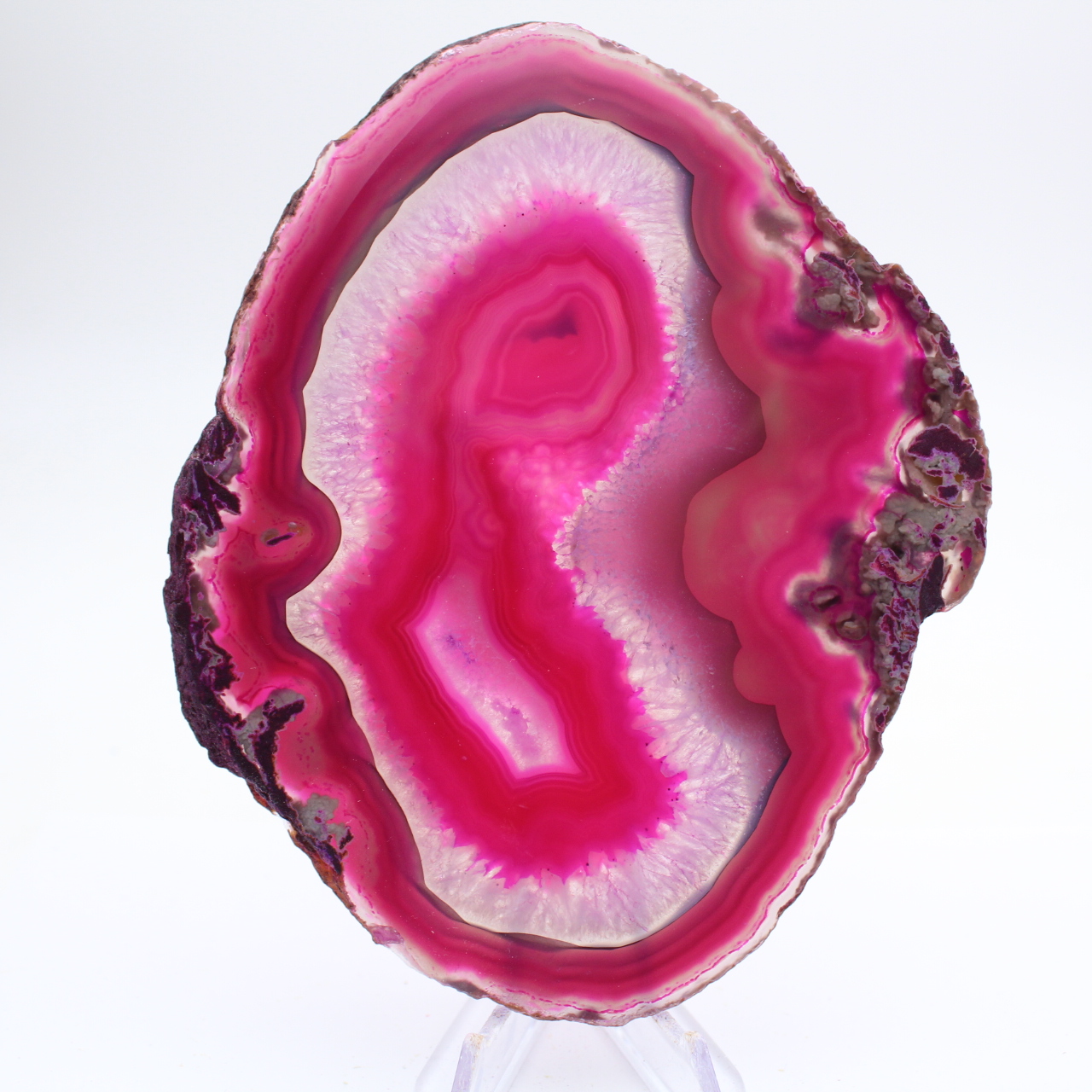 Tranche d’agate naturelle teinté rose