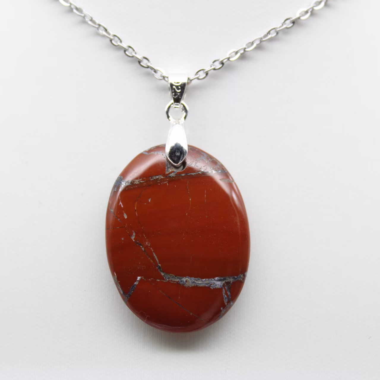 Collier Pendentif Jaspe Rouge