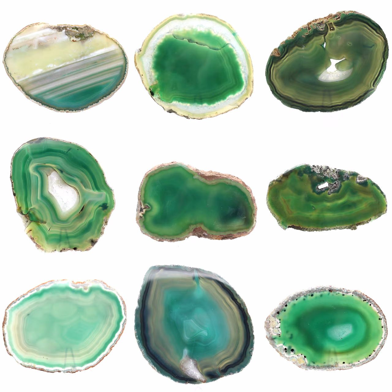 Tranche d'agate verte naturelle – Pièce décorative 250 g